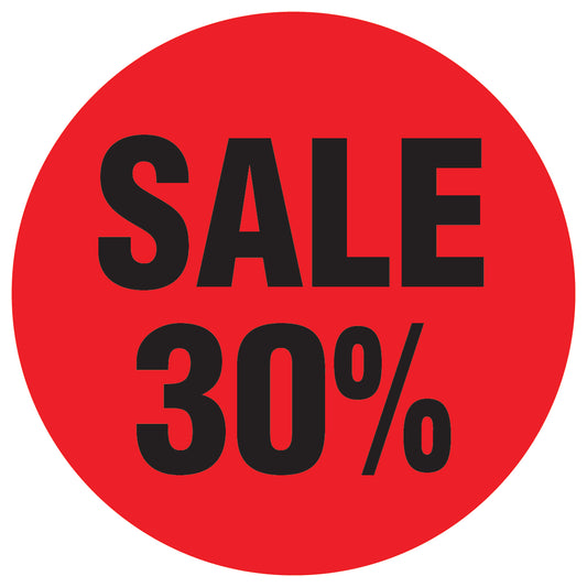 Promotional stickers round 2 "Sale 30%" 10-60 cm LH-SALE-3030-RU-10-14-88