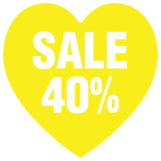 Promotional stickers heart shaped "Sale 40%" 2-7 cm LH-SALE-3040-HE-10-3-0