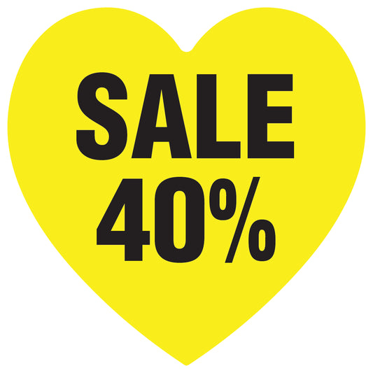 Promotional stickers heart shaped "Sale 40%" 10-60 cm LH-SALE-3040-HE-10-3-88