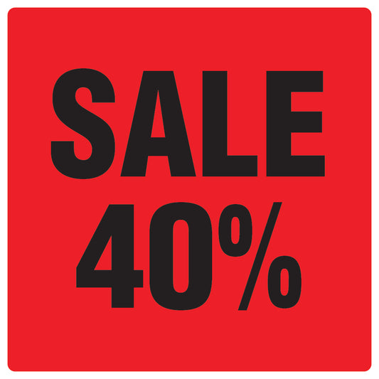Promotional stickers square"Sale 40%" 2-7 cm LH-SALE-3040-QU-10-14-88