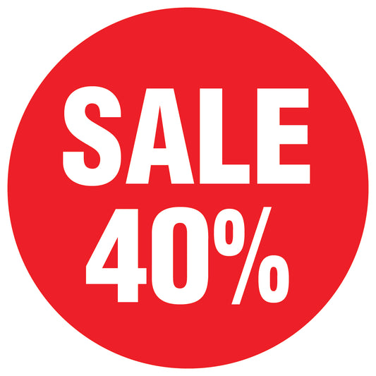 Promotional stickers round 2 "Sale 40%" 10-60 cm LH-SALE-3040-RU-10-14-0