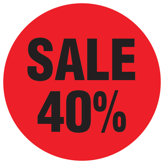 Promotional stickers round 2 "Sale 40%" 10-60 cm LH-SALE-3040-RU-10-14-88