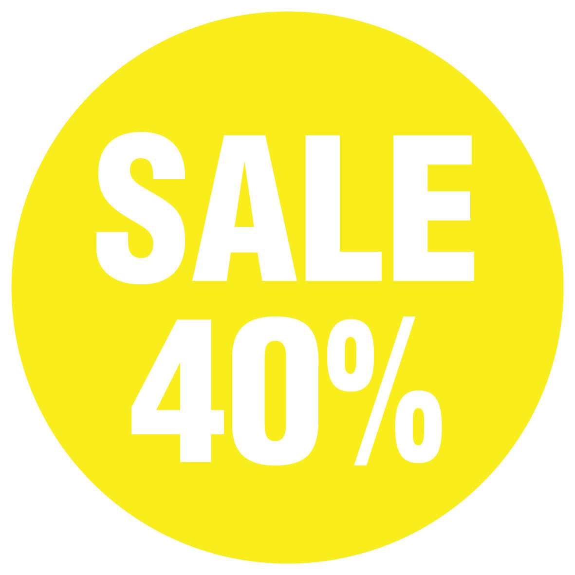 Promotional stickers round 2 "Sale 40%" 10-60 cm LH-SALE-3040-RU-10-3-0
