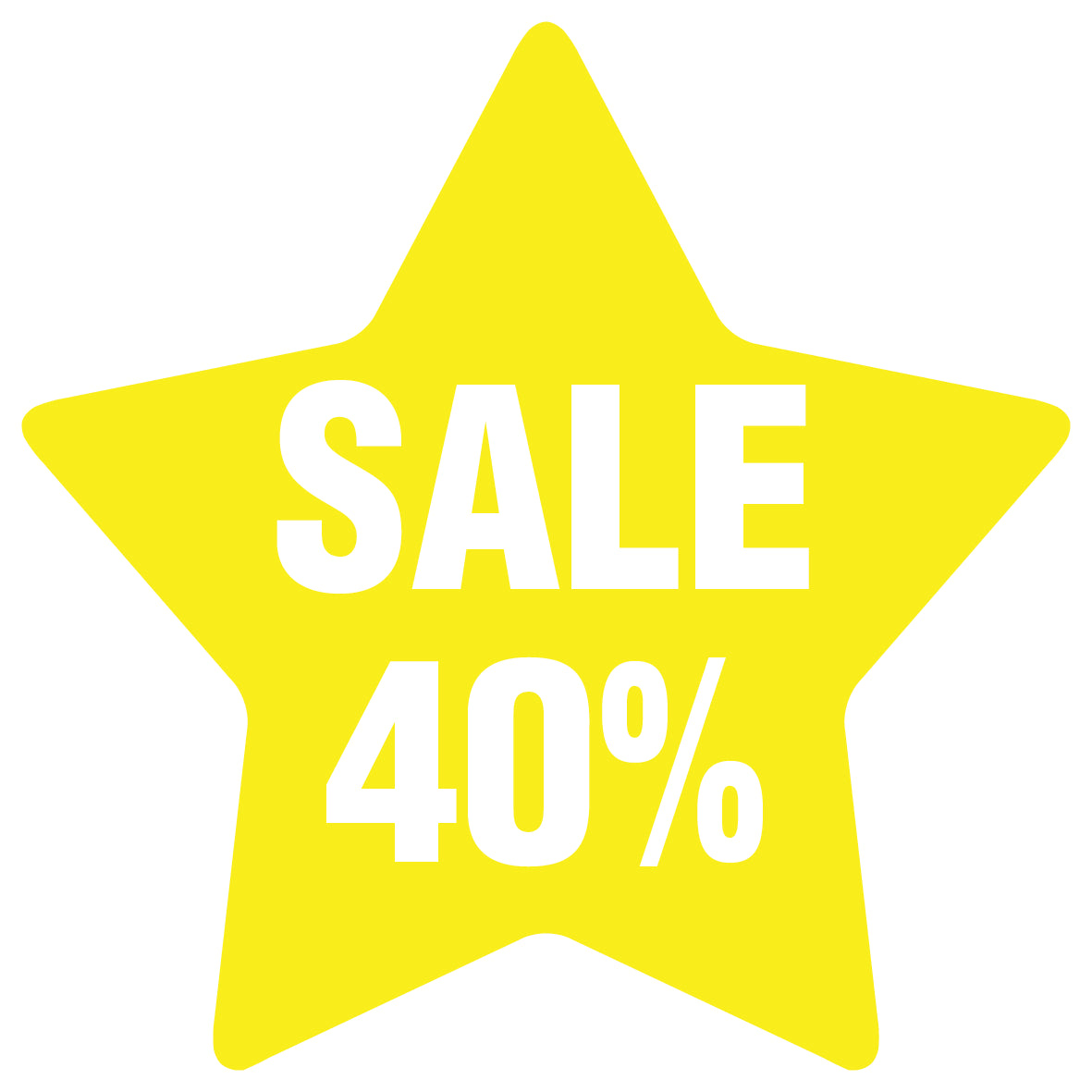 Promotional stickers round star-shaped "Sale 40%" 10-60 cm LH-SALE-3040-ST-10-3-0