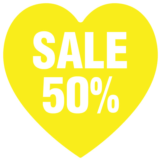 Promotional stickers heart shaped "Sale 50%" 10-60 cm LH-SALE-3050-HE-10-3-0