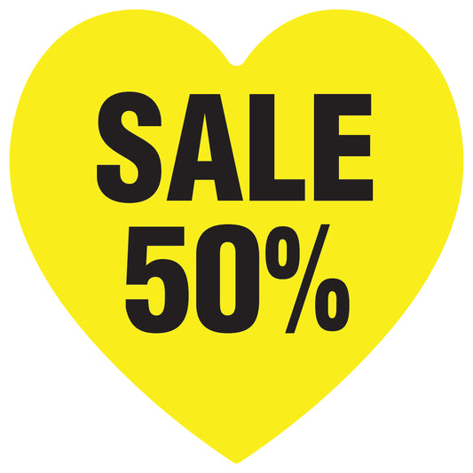 Promotional stickers heart shaped "Sale 50%" 10-60 cm LH-SALE-3050-HE-10-3-88