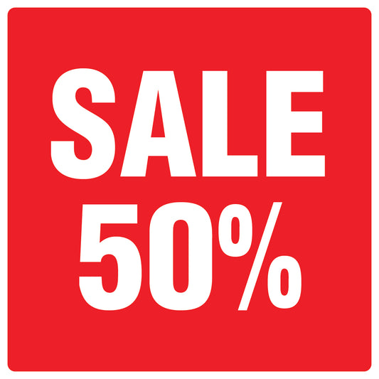 Promotional stickers square"Sale 50%" 2-7 cm LH-SALE-3050-QU-10-14-0