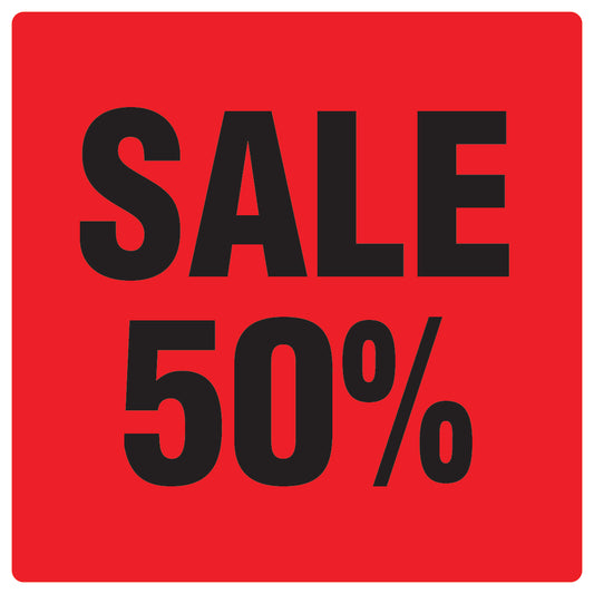 Promotional stickers square"Sale 50%" 10-60 cm LH-SALE-3050-QU-10-14-88