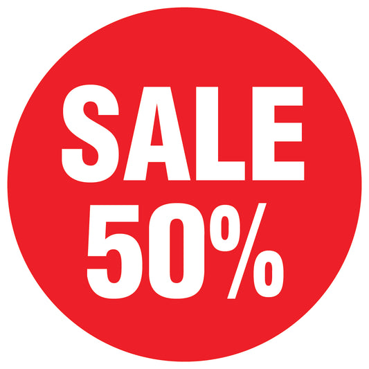 Promotional stickers round 2 "Sale 50%" 10-60 cm LH-SALE-3050-RU-10-14-0