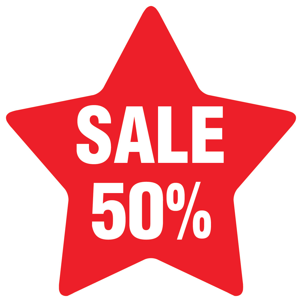 Promotional stickers round star-shaped "Sale 50%" 10-60 cm LH-SALE-3050-ST-10-14-0