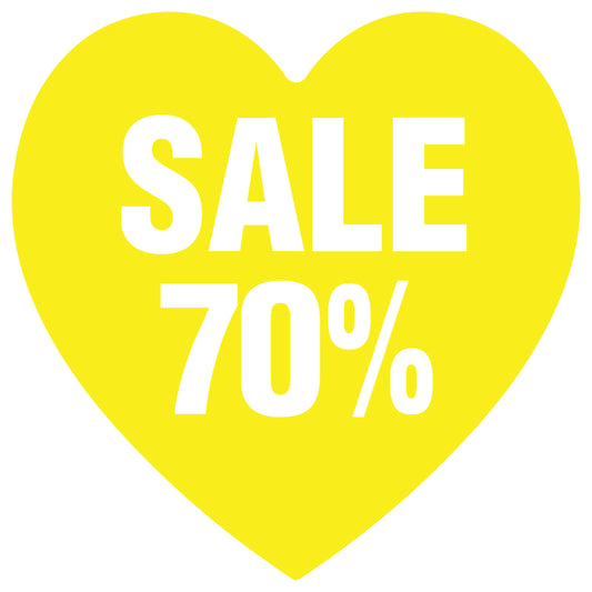 Promotional stickers heart shaped "Sale 70%" 2-7 cm LH-SALE-3070-HE-10-3-0