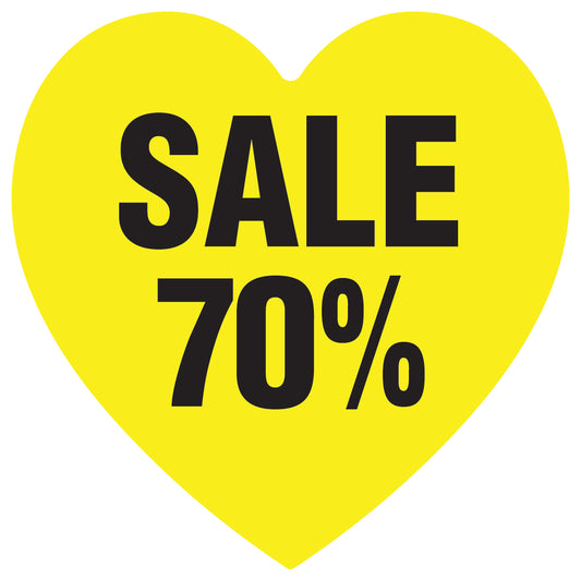 Promotional stickers heart shaped "Sale 70%" 10-60 cm LH-SALE-3070-HE-10-3-88