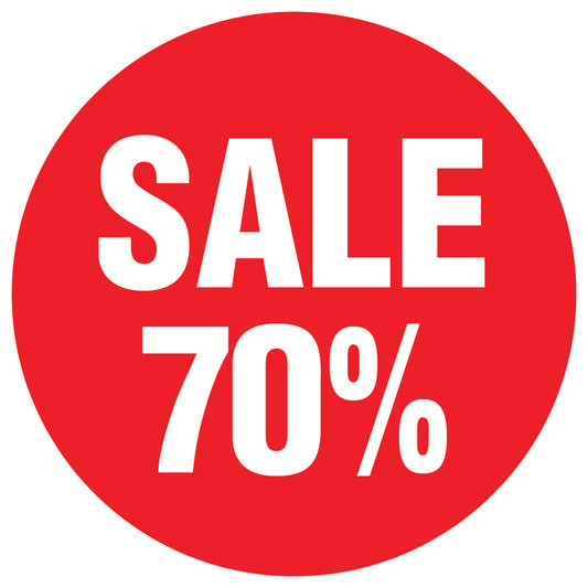 Promotional stickers round 2 "Sale 70%" 10-60 cm LH-SALE-3070-RU-10-14-0