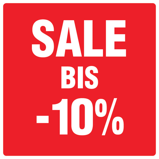 Promotional stickers square"Sale bis -10%" 10-60 cm LH-SALE-4010-QU-10-14-0