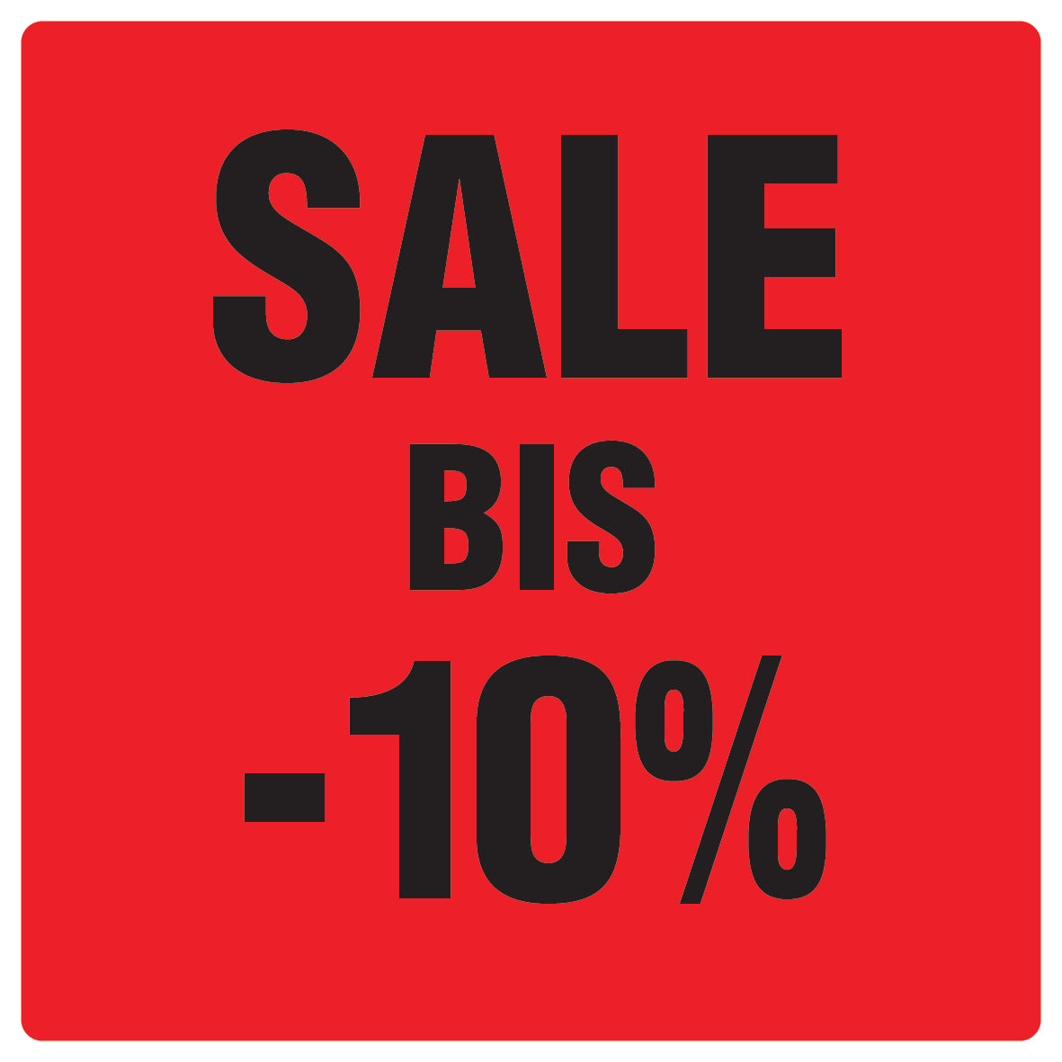 Promotional stickers square"Sale bis -10%" 10-60 cm LH-SALE-4010-QU-10-14-88