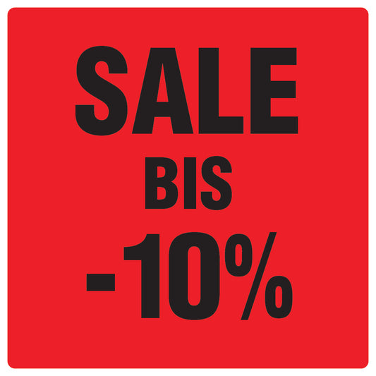 Promotional stickers square"Sale bis -10%" 10-60 cm LH-SALE-4010-QU-10-14-88