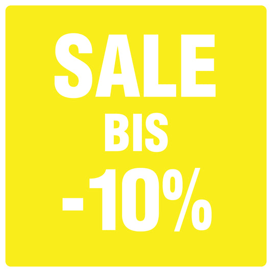 Promotional stickers square"Sale bis -10%" 2-7 cm LH-SALE-4010-QU-10-3-0