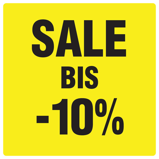 Promotional stickers square"Sale bis -10%" 10-60 cm LH-SALE-4010-QU-10-3-88