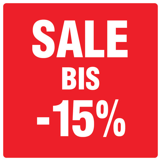 Promotional stickers square"Sale bis -15%" 10-60 cm LH-SALE-4015-QU-10-14-0