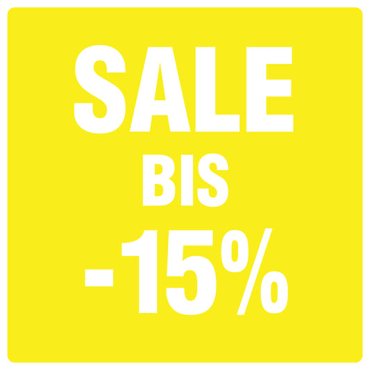 Promotional stickers square"Sale bis -15%" 2-7 cm LH-SALE-4015-QU-10-3-0