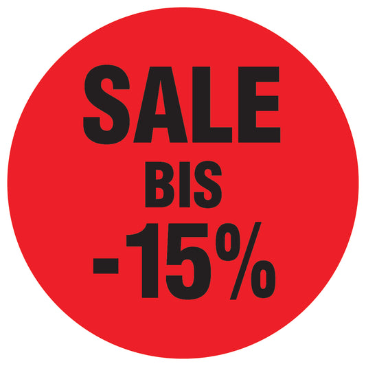 Promotional stickers round 2 "Sale bis -15%" 2-7 cm LH-SALE-4015-RU-10-14-88