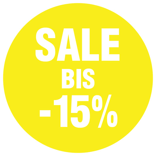 Promotional stickers round 2 "Sale bis -15%" 2-7 cm LH-SALE-4015-RU-10-3-0