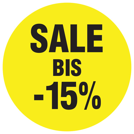 Promotional stickers round 2 "Sale bis -15%" 10-60 cm LH-SALE-4015-RU-10-3-88