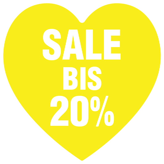 Promotional stickers heart shaped "Sale bis 20%" 10-60 cm LH-SALE-4020-HE-10-3-0