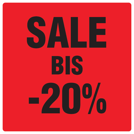 Promotional stickers square"Sale bis -20%" 10-60 cm LH-SALE-4020-QU-10-14-88