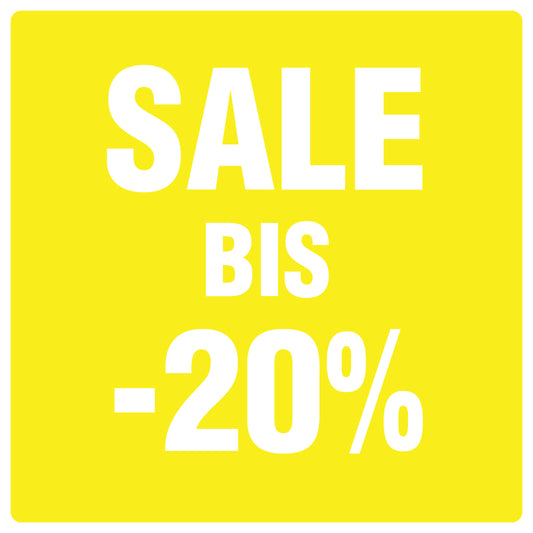 Promotional stickers square"Sale bis -20%" 10-60 cm LH-SALE-4020-QU-10-3-0