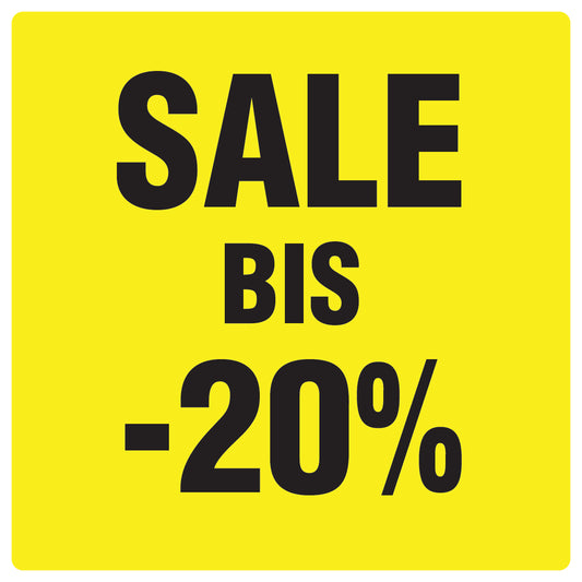 Promotional stickers square"Sale bis -20%" 10-60 cm LH-SALE-4020-QU-10-3-88