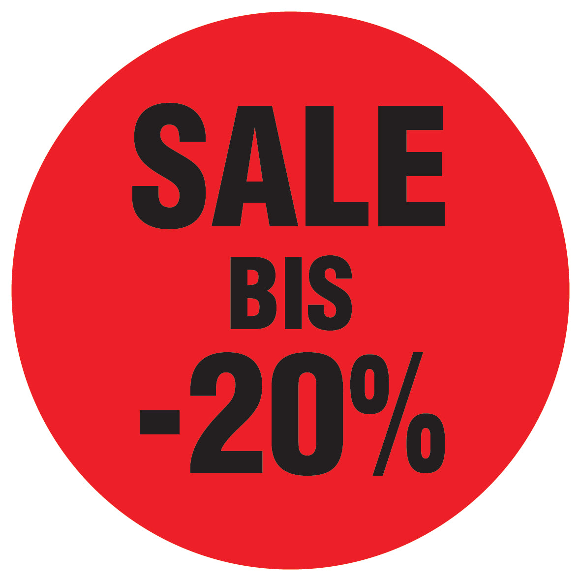 Promotional stickers round 2 "Sale bis -20%" 10-60 cm LH-SALE-4020-RU-10-14-88