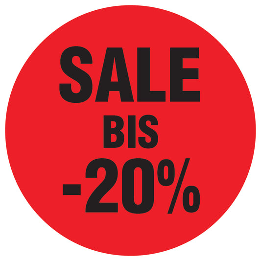 Promotional stickers round 2 "Sale bis -20%" 10-60 cm LH-SALE-4020-RU-10-14-88