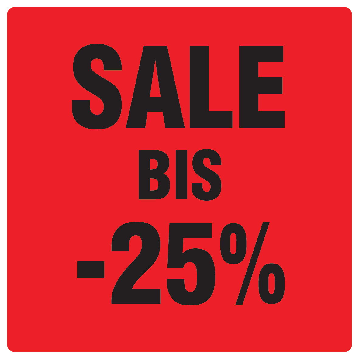 Promotional stickers square"Sale bis -25%" 10-60 cm LH-SALE-4025-QU-10-14-88