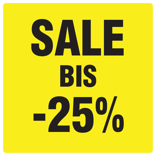 Promotional stickers square"Sale bis -25%" 10-60 cm LH-SALE-4025-QU-10-3-88