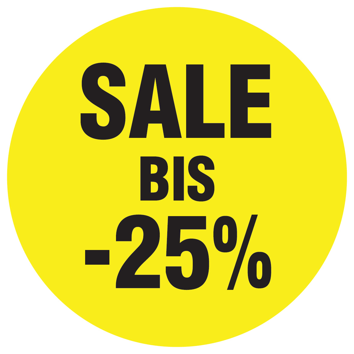 Promotional stickers round 2 "Sale bis -25%" 10-60 cm LH-SALE-4025-RU-10-3-88