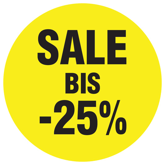 Promotional stickers round 2 "Sale bis -25%" 10-60 cm LH-SALE-4025-RU-10-3-88