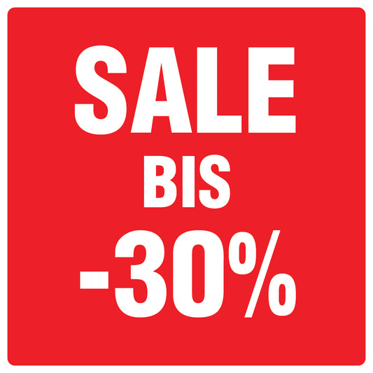 Promotional stickers square"Sale bis -30%" 10-60 cm LH-SALE-4030-QU-10-14-0