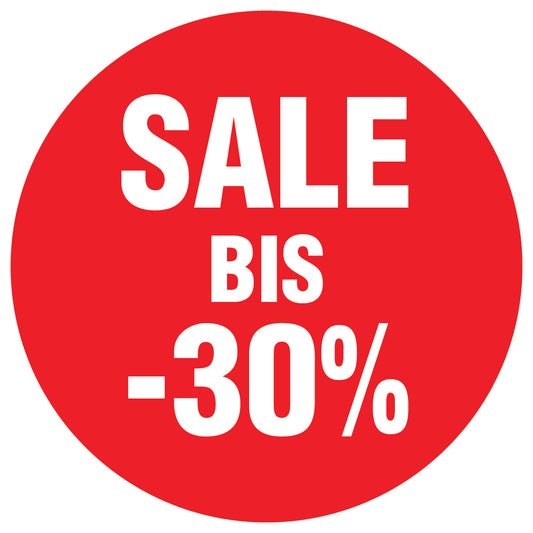 Promotional stickers round 2 "Sale bis -30%" 10-60 cm LH-SALE-4030-RU-10-14-0