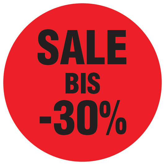 Promotional stickers round 2 "Sale bis -30%" 10-60 cm LH-SALE-4030-RU-10-14-88
