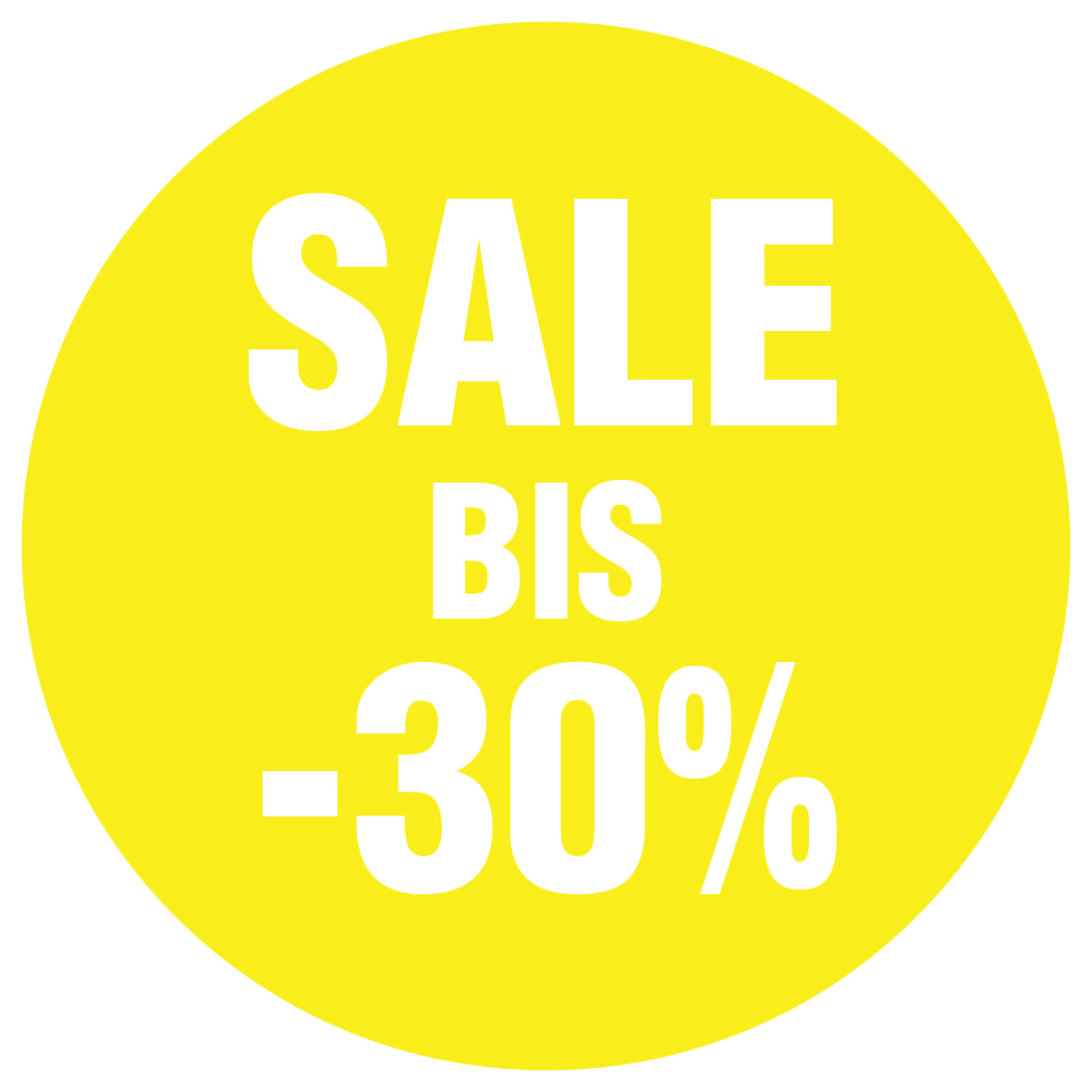 Promotional stickers round 2 "Sale bis -30%" 2-7 cm LH-SALE-4030-RU-10-3-0