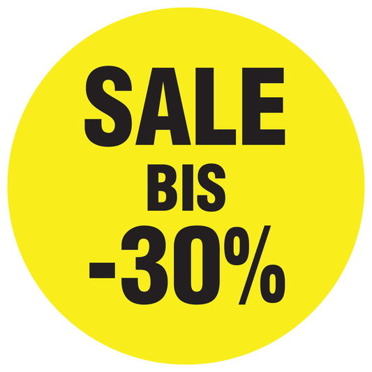 Promotional stickers round 2 "Sale bis -30%" 2-7 cm LH-SALE-4030-RU-10-3-88