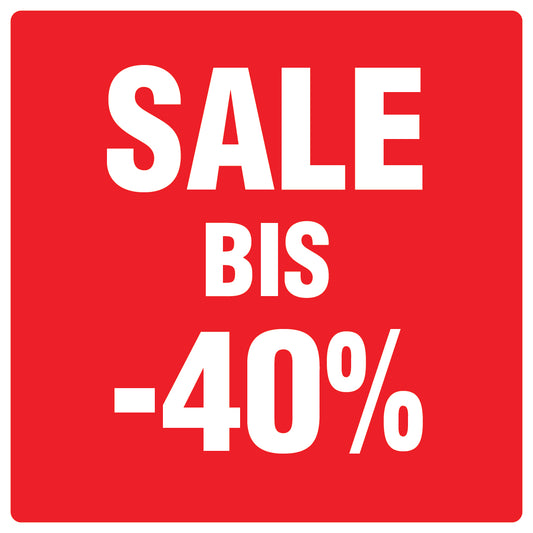 Promotional stickers square"Sale bis -40%" 10-60 cm LH-SALE-4040-QU-10-14-0