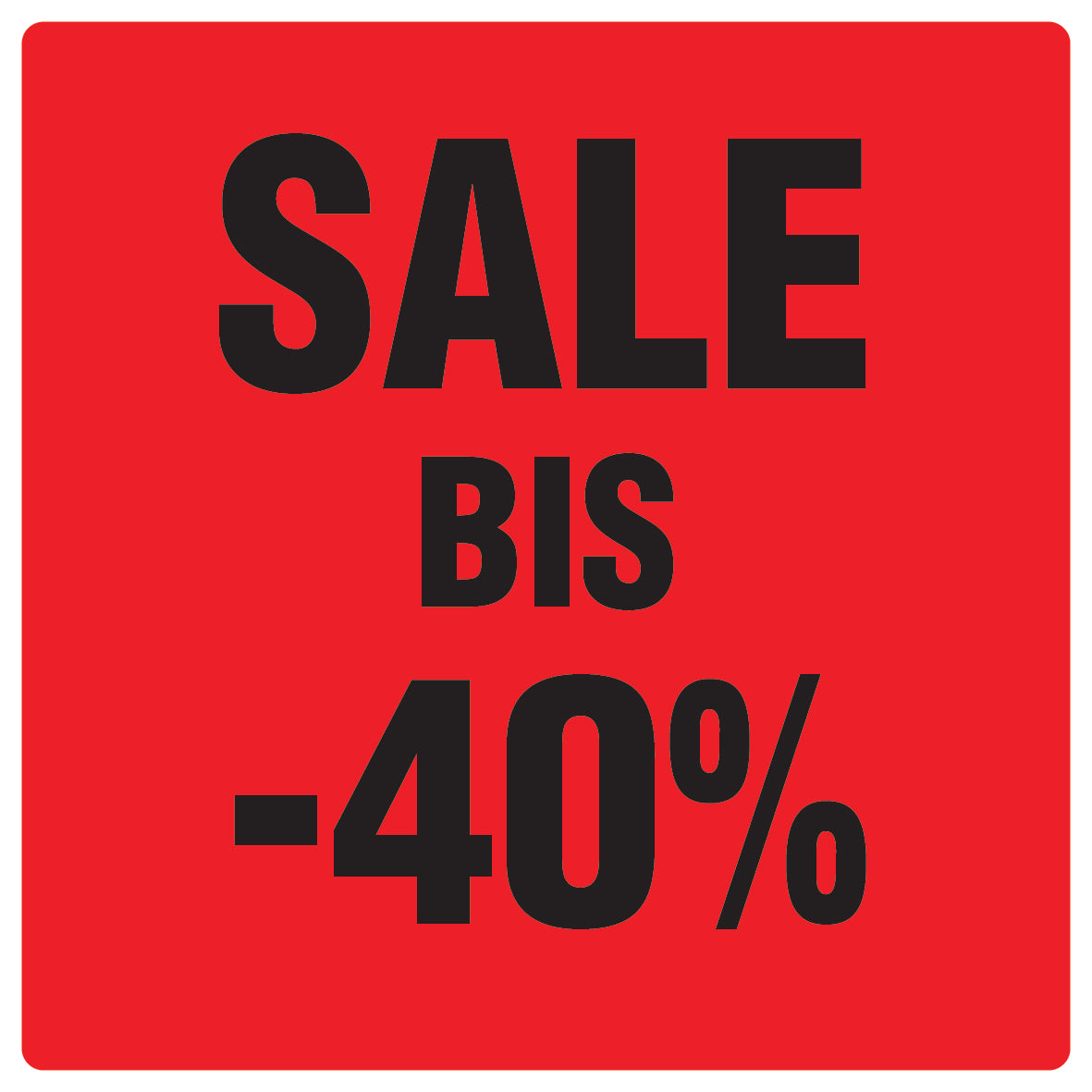 Promotional stickers square"Sale bis -40%" 2-7 cm LH-SALE-4040-QU-10-14-88