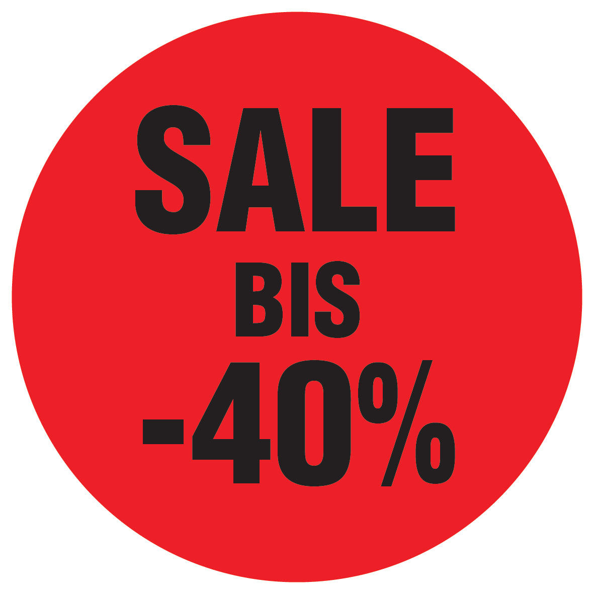 Promotional stickers round 2 "Sale bis -40%" 10-60 cm LH-SALE-4040-RU-10-14-88