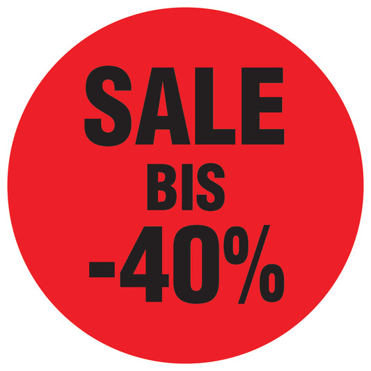 Promotional stickers round 2 "Sale bis -40%" 10-60 cm LH-SALE-4040-RU-10-14-88