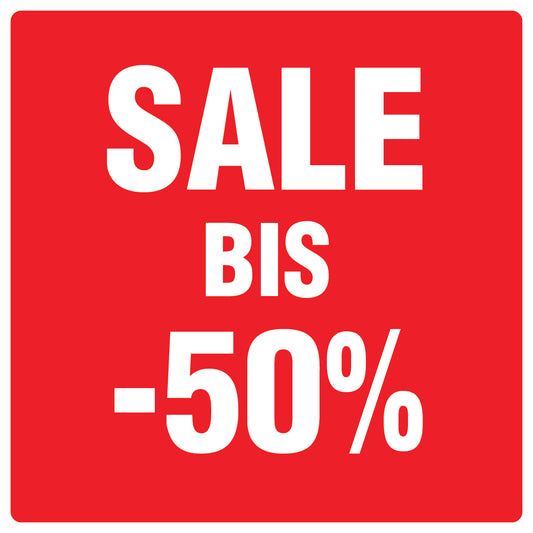 Promotional stickers square"Sale bis -50%" 10-60 cm LH-SALE-4050-QU-10-14-0