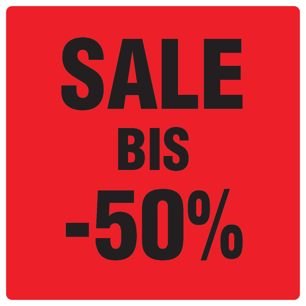 Promotional stickers square"Sale bis -50%" 2-7 cm LH-SALE-4050-QU-10-14-88