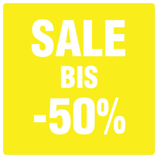 Promotional stickers square"Sale bis -50%" 2-7 cm LH-SALE-4050-QU-10-3-0