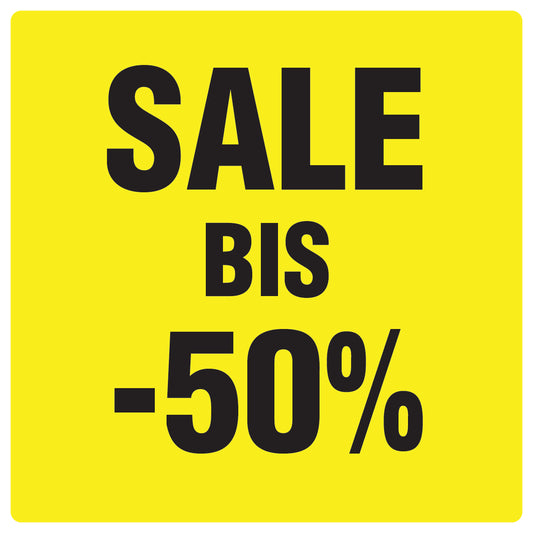 Promotional stickers square"Sale bis -50%" 10-60 cm LH-SALE-4050-QU-10-3-88